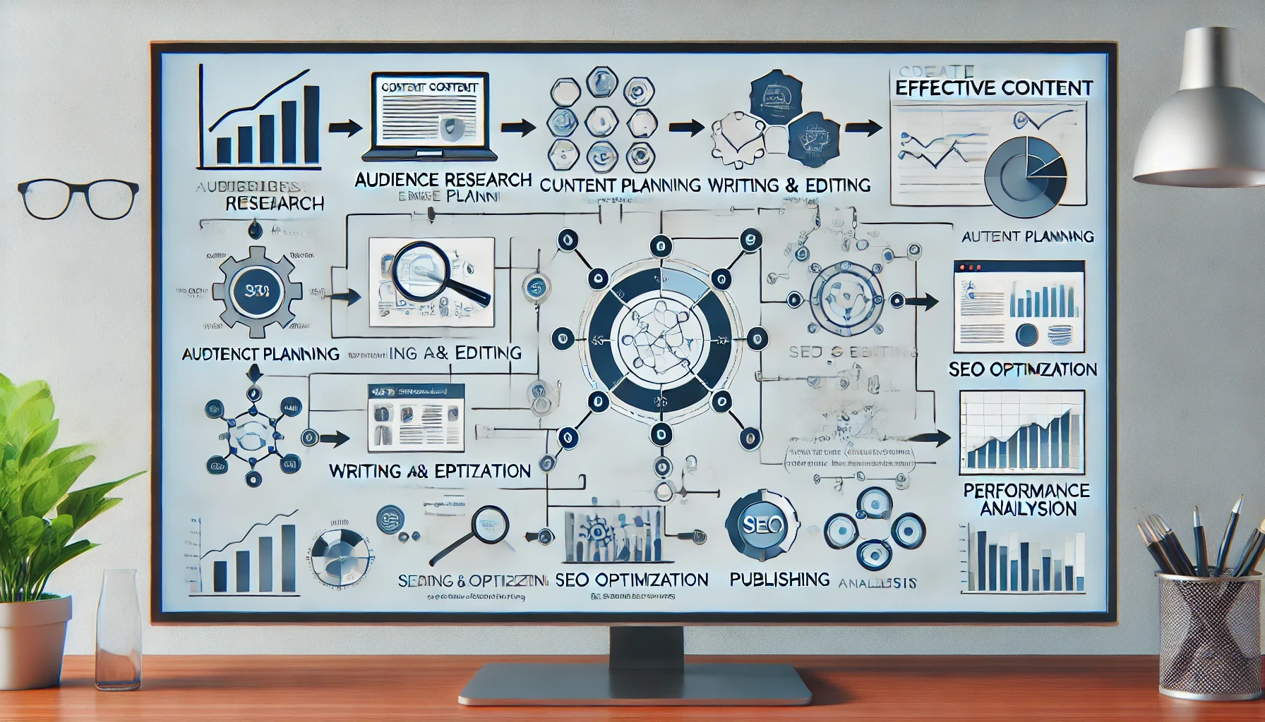 Esquema visual sobre el proceso de creación de contenido efectivo
