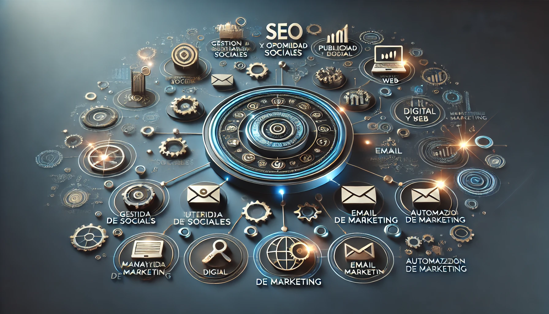Infografía con los principales servicios de marketing digital externalizados