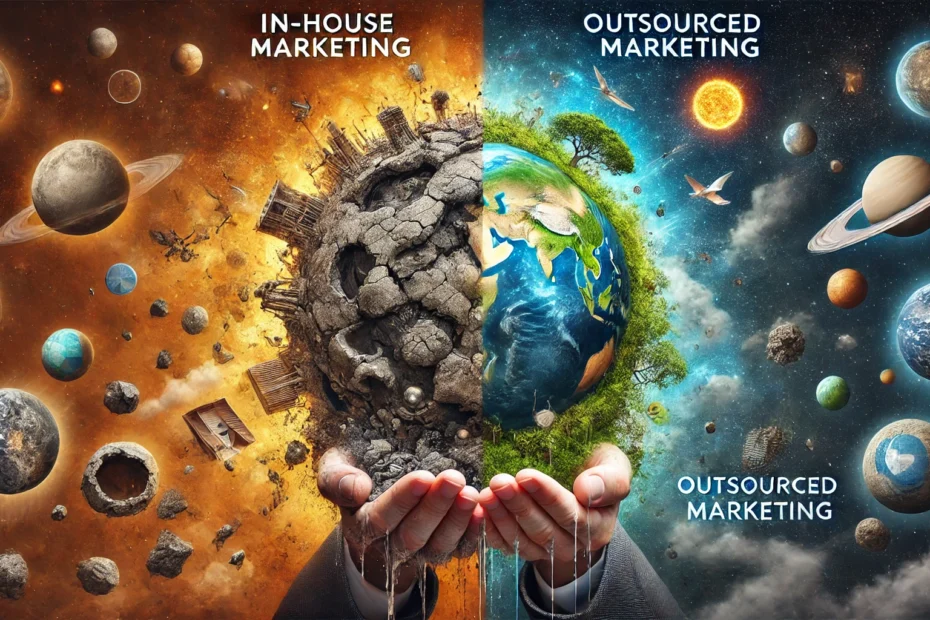 Comparación visual entre marketing in-house y externalizado