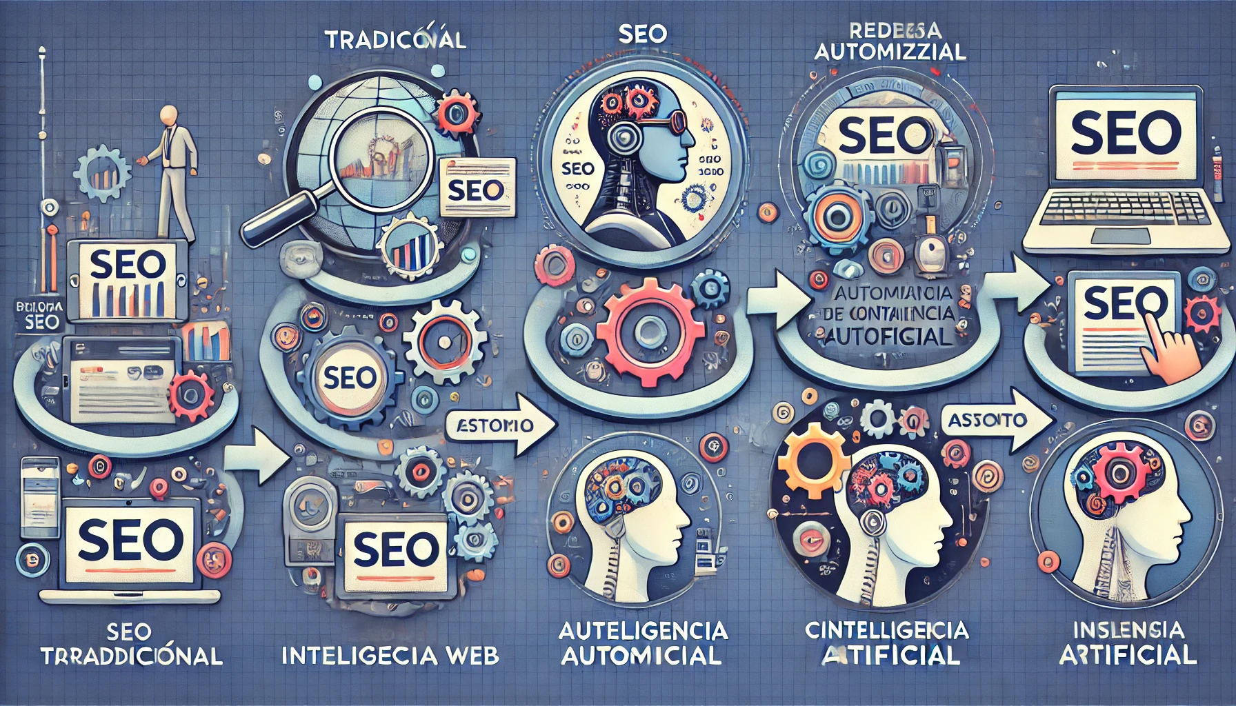 Infografía mostrando la evolución del SEO con inteligencia artificial