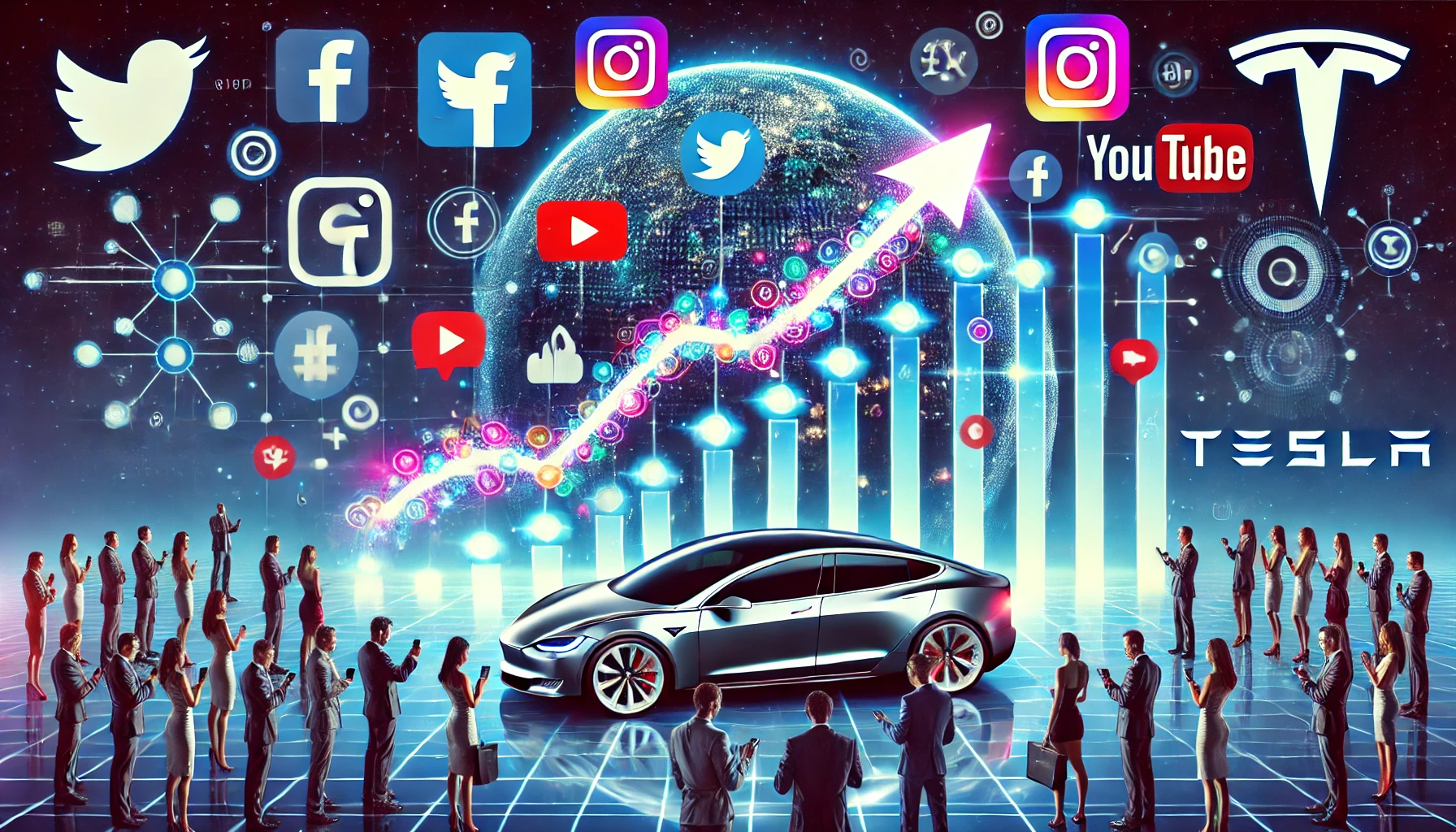 Gráfica con el impacto de las redes sociales en el posicionamiento de Tesla
