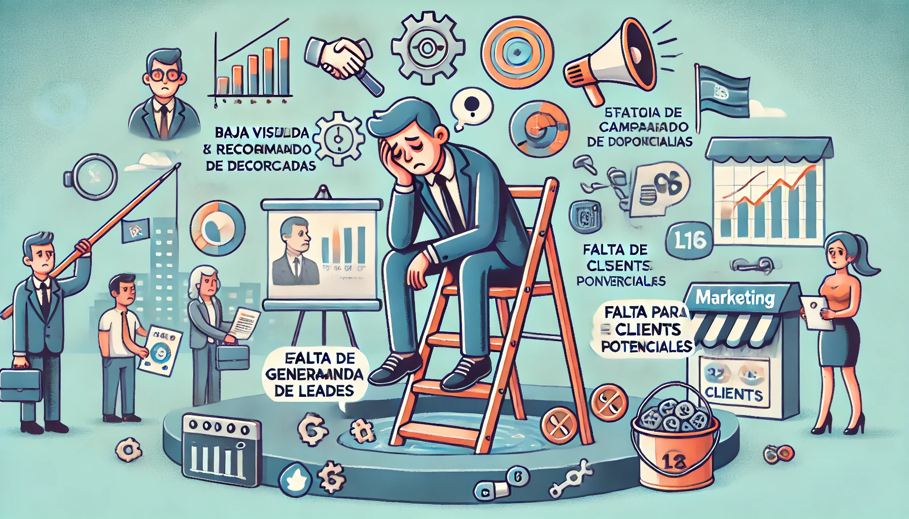 Infografía detallando problemas comunes en empresas sin departamento de marketing