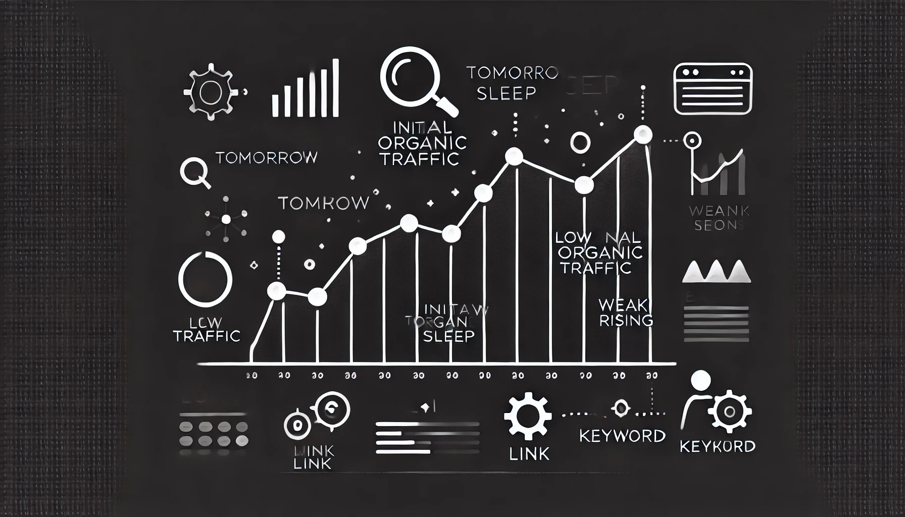 Captura gráfica mostrando el bajo tráfico inicial de Tomorrow Sleep antes de aplicar la estrategia con IA