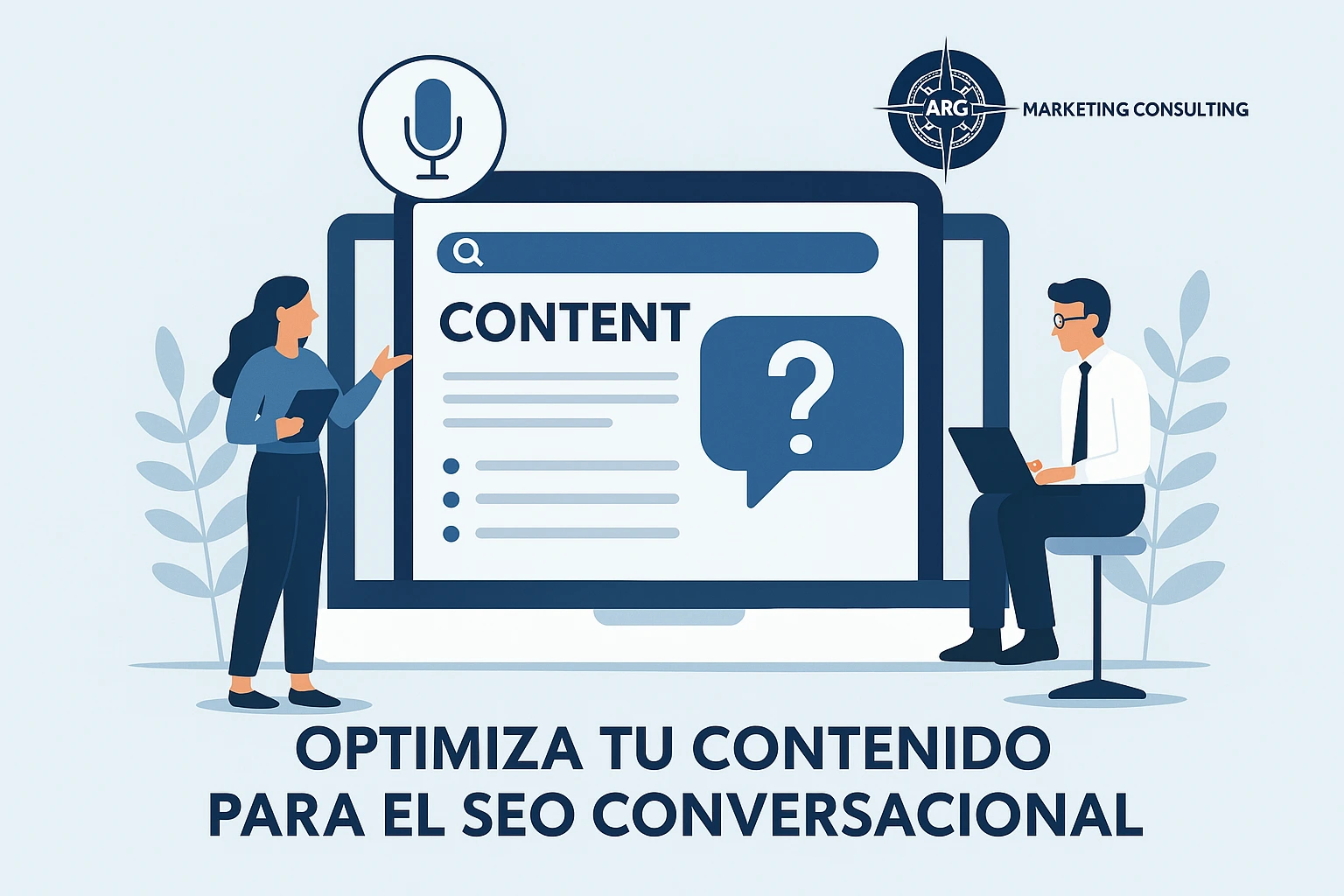 Interfaz de ARG ajustando contenido SEO con IA conversacional.