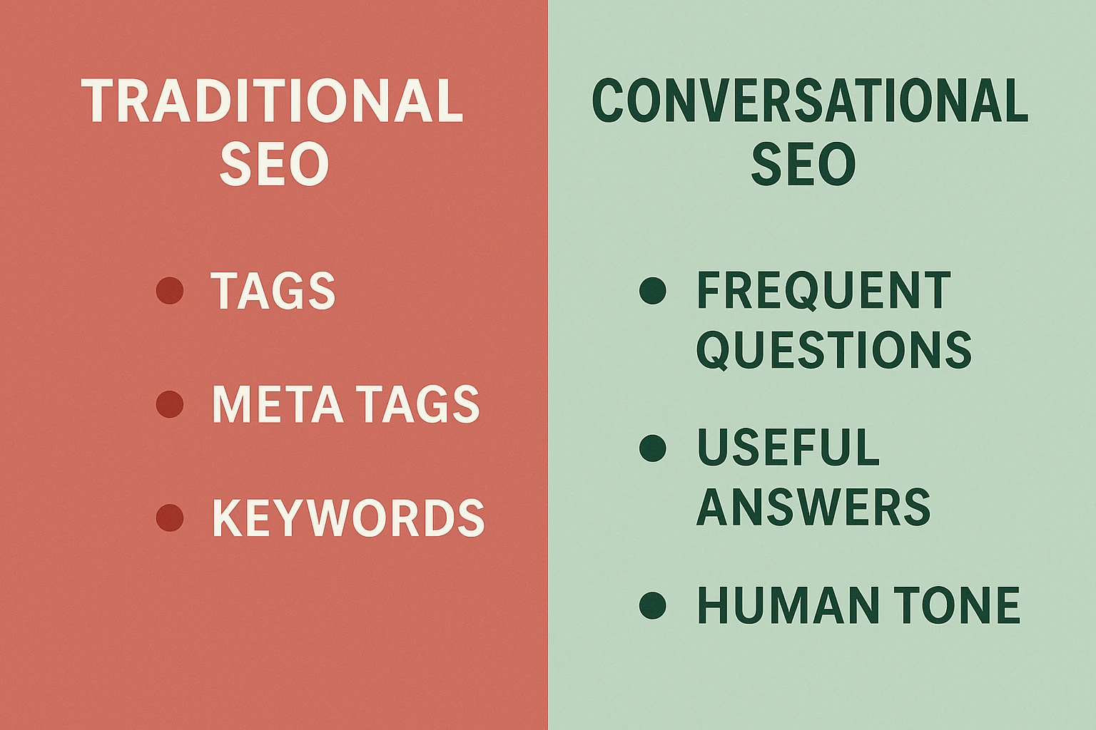 Infografía que compara el SEO clásico con el SEO conversacional