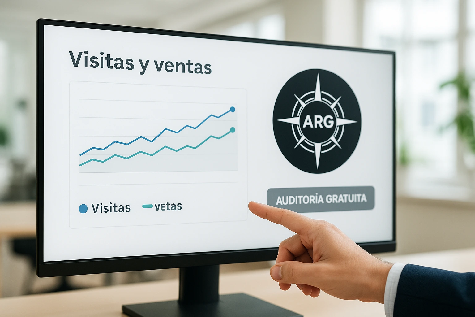 Gráfico de resultados junto al logotipo de ARG Marketing Consulting 