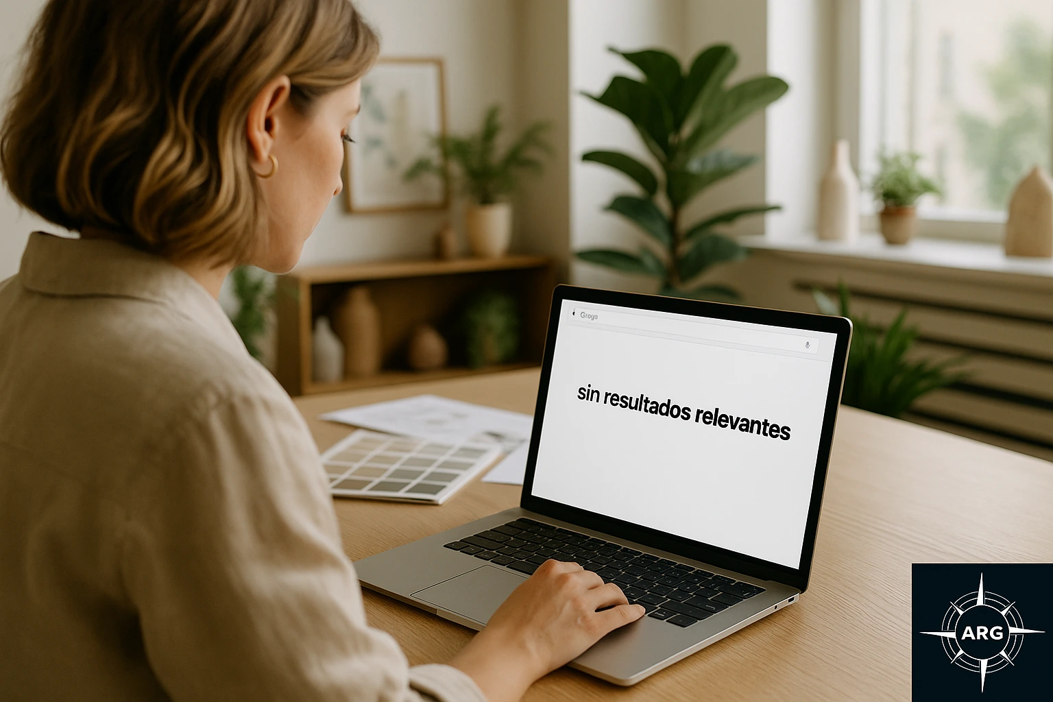 Diseñador de interiores revisa su web sin posicionamiento