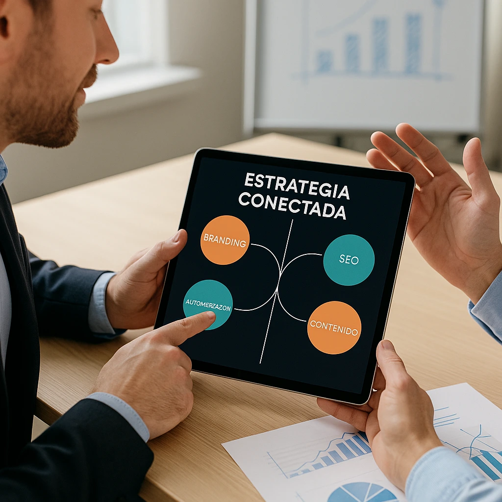 Reunión entre empresa y consultor para estructurar su marketing