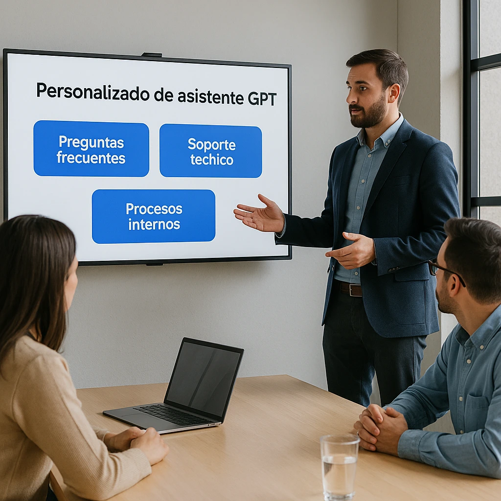 Consultor presentando propuesta de GPT personalizado para empresa
