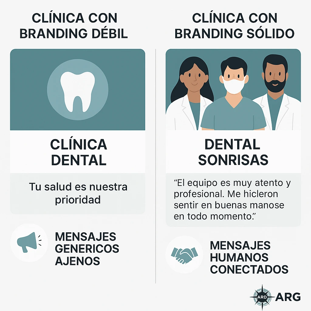Comparativa entre una clínica genérica y una con branding diferenciado