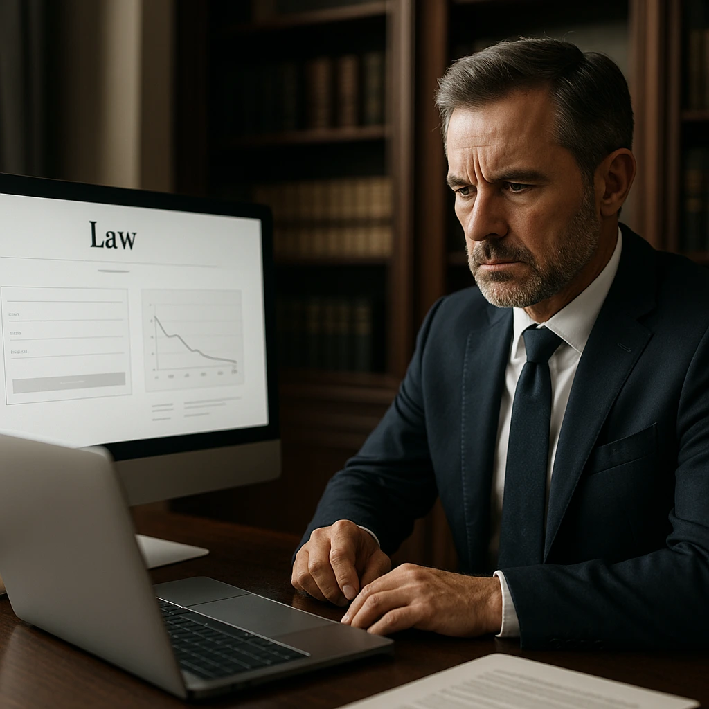 Abogado revisando su web sin recibir consultas