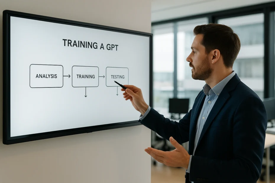 Consultor diseñando un asistente GPT personalizado para empresa
