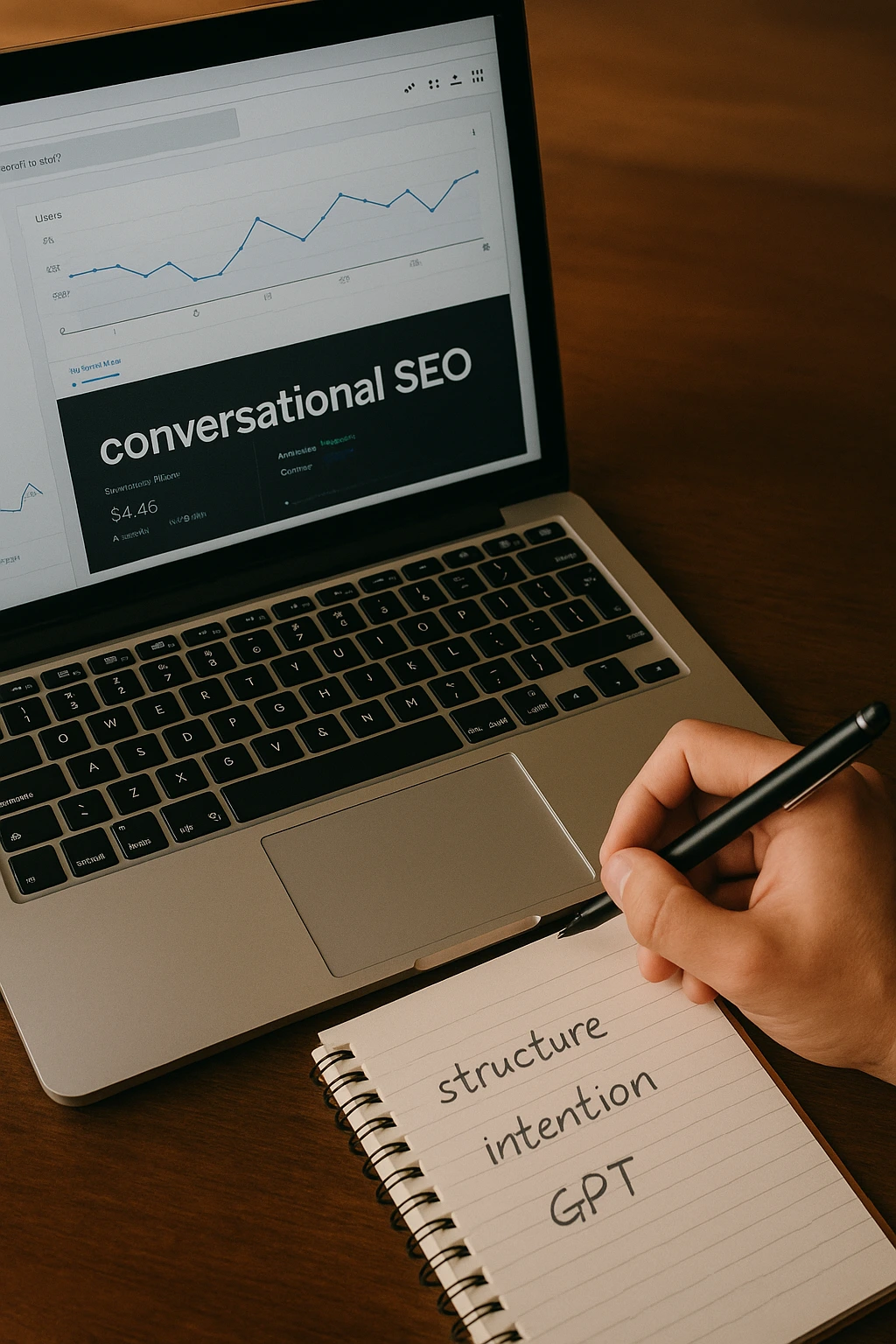 Profesional revisando estrategia de SEO con foco en búsquedas por voz