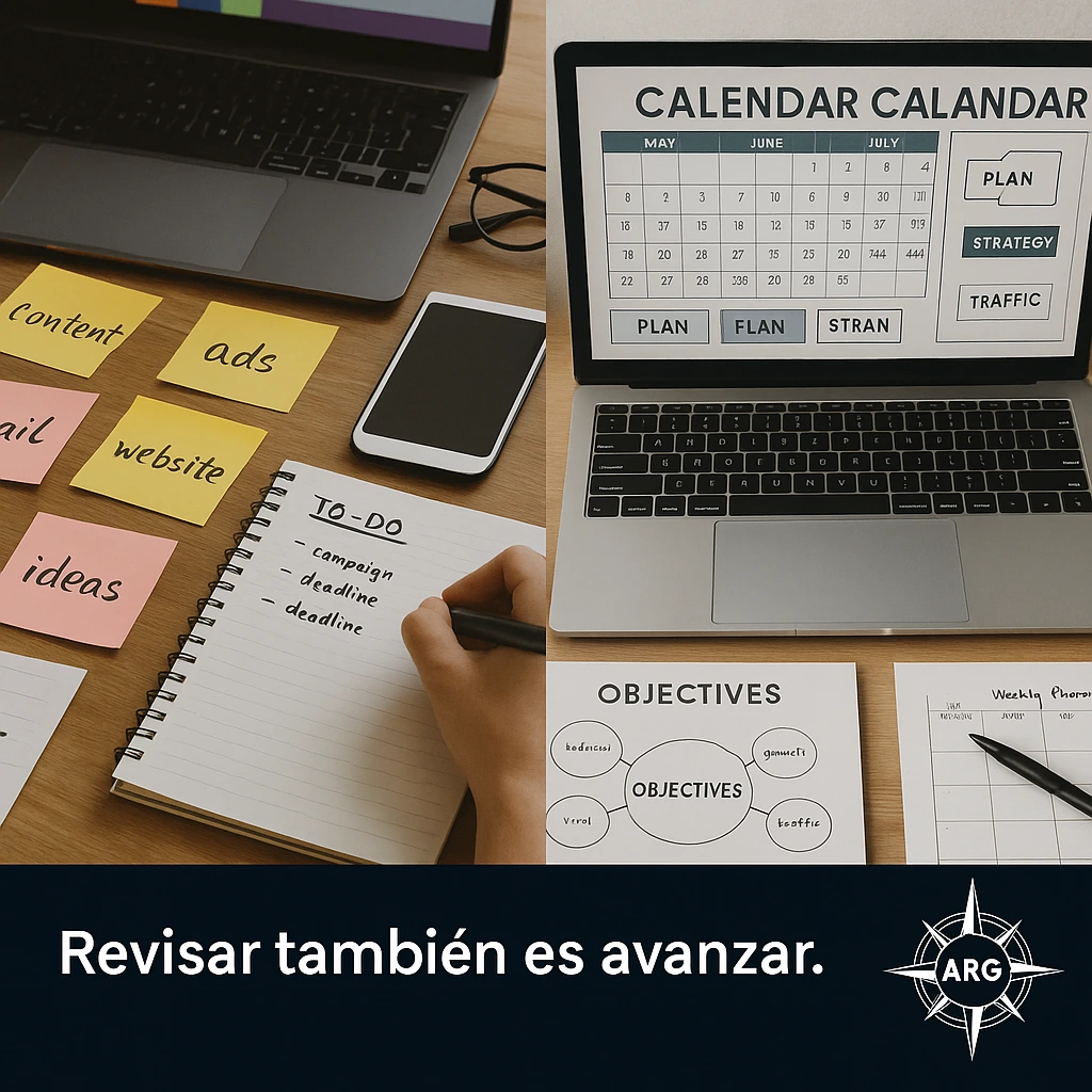 Comparativa visual entre marketing sin estructura y marketing con dirección clara
