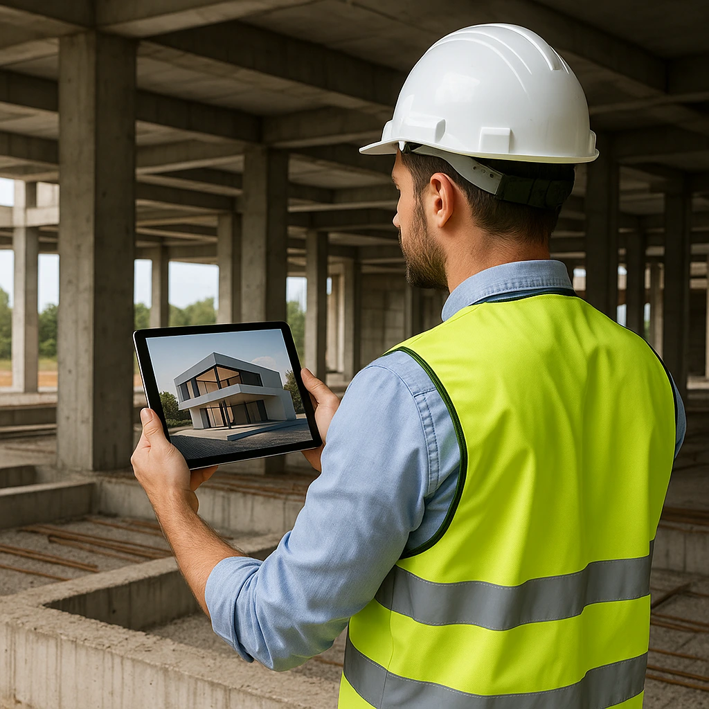 Estudio de arquitectura técnica gestionando proyectos con herramientas digitales