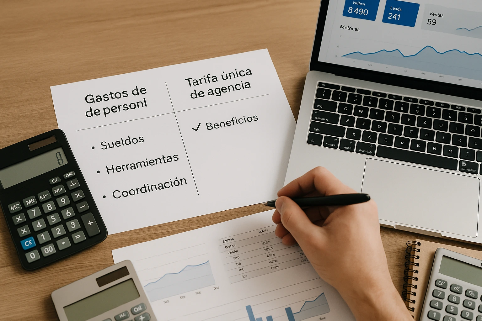 Comparativa de costes entre equipo interno y agencia externa