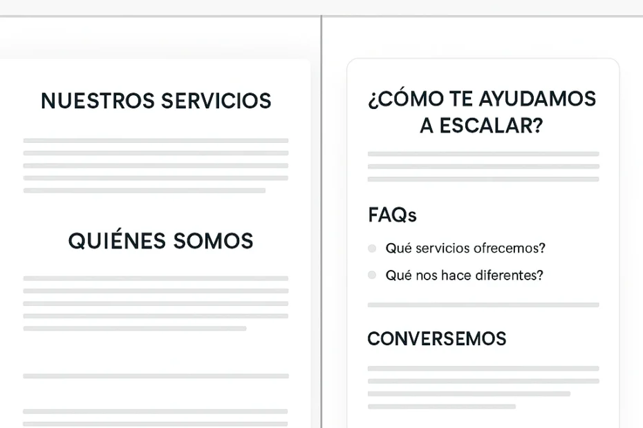 Comparativa entre web tradicional y web adaptada al SEO conversacional