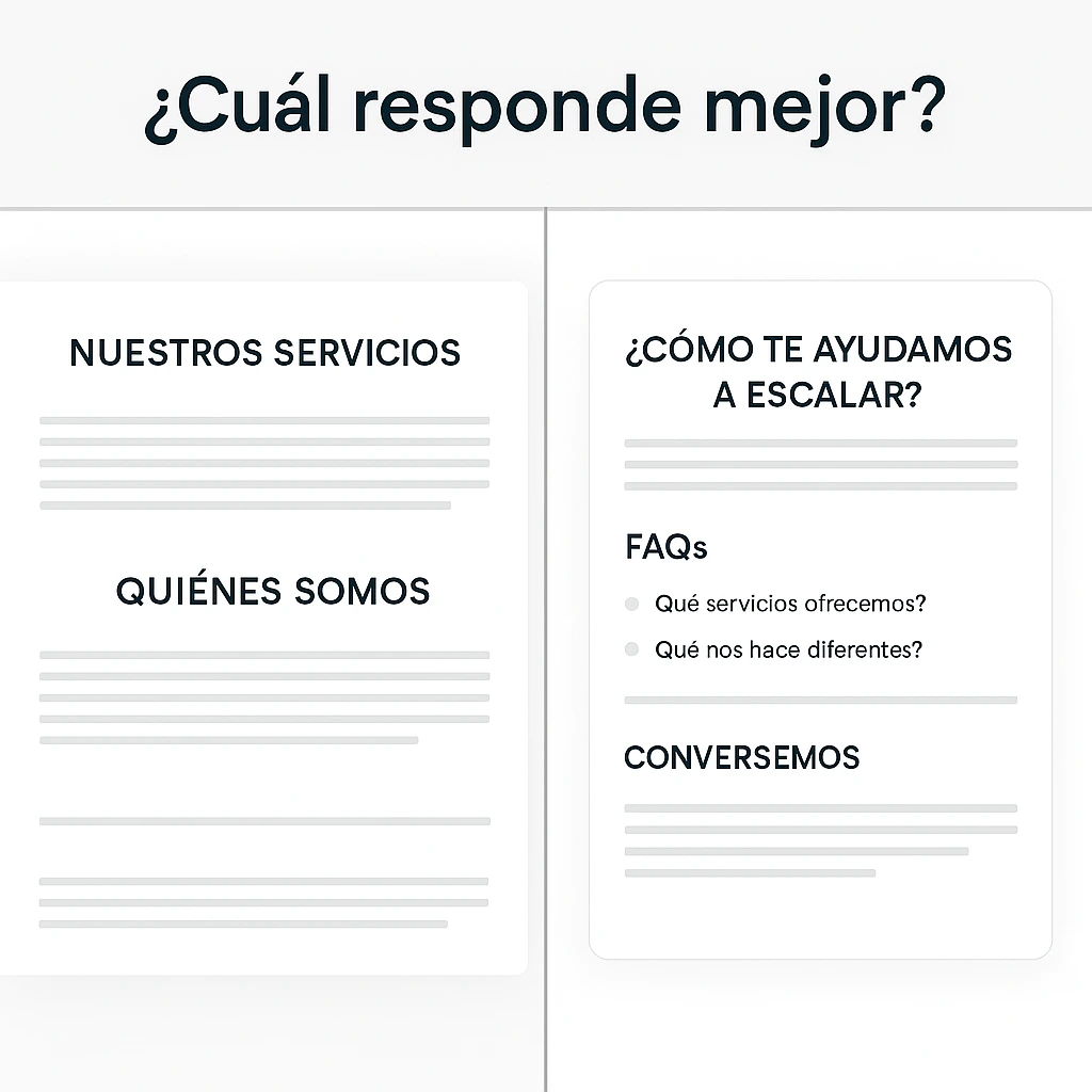 Comparativa entre web tradicional y web adaptada al SEO conversacional