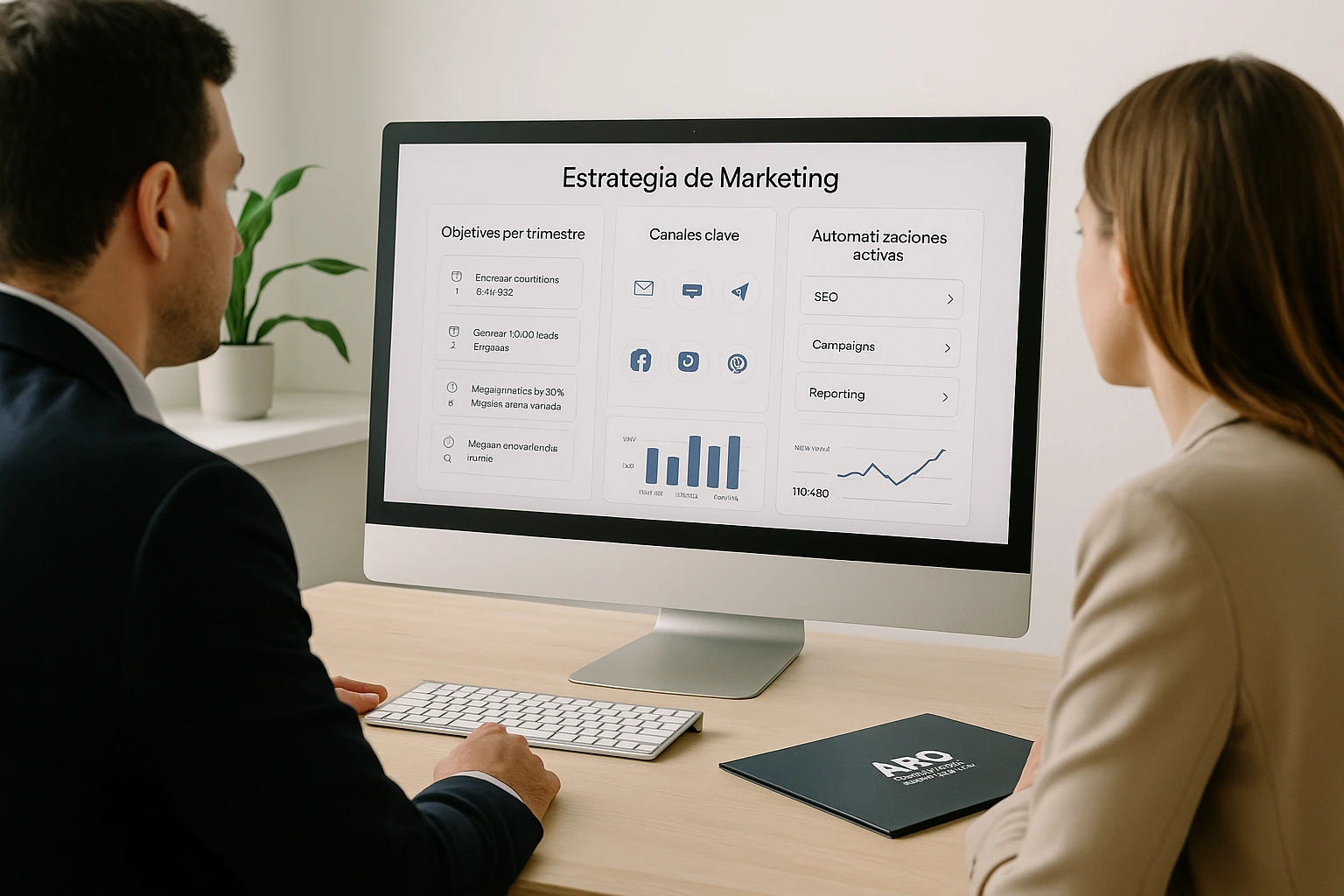 Consultora de marketing desarrollando una estrategia digital real