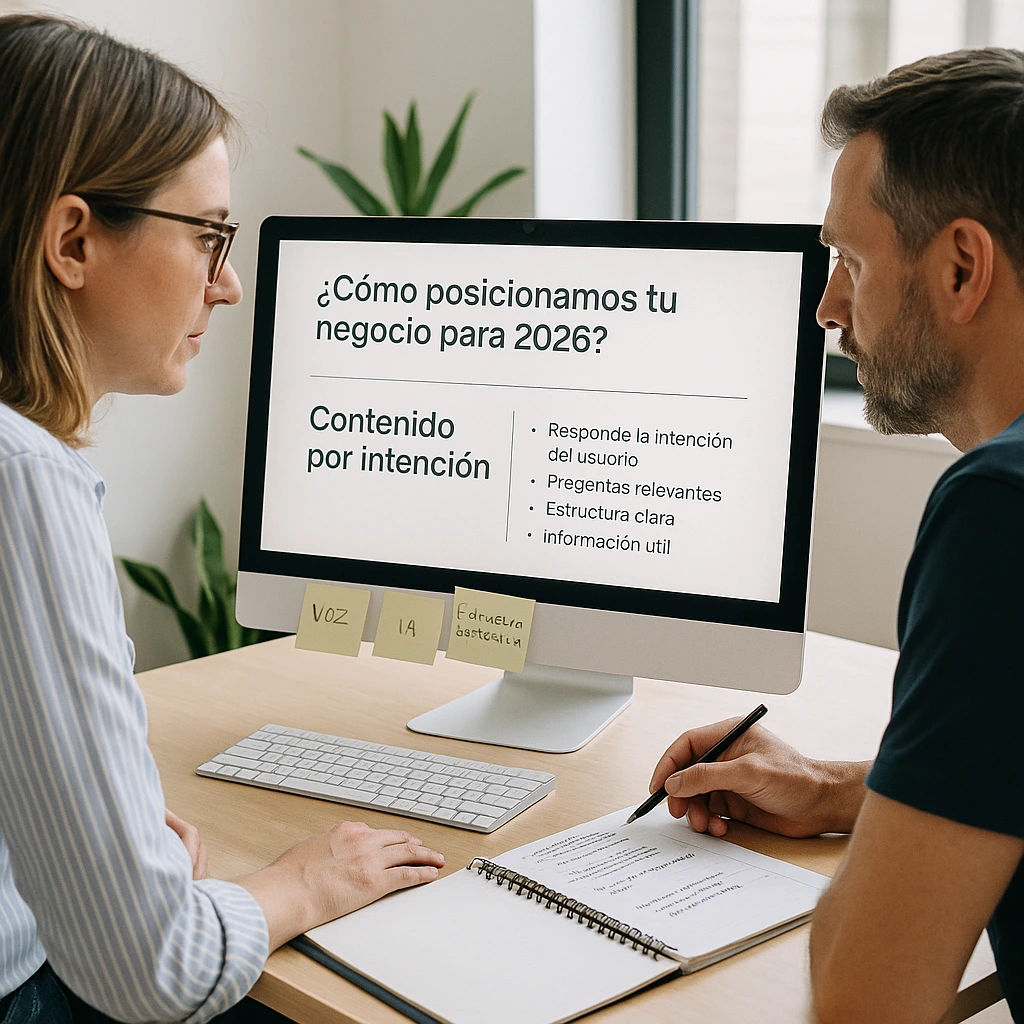  Consultora diseñando estrategia de visibilidad basada en SEO conversacional