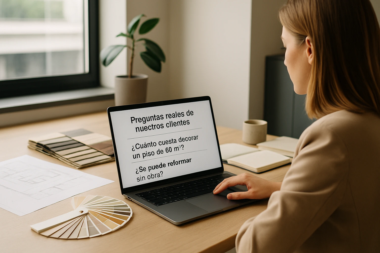 Profesional del diseño trabajando sobre contenido SEO conversacional