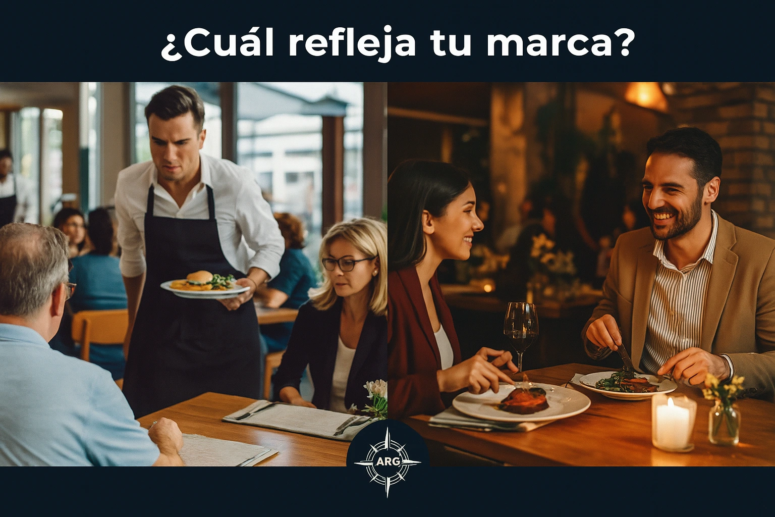 Comparativa visual entre restaurante turístico y restaurante auténtico