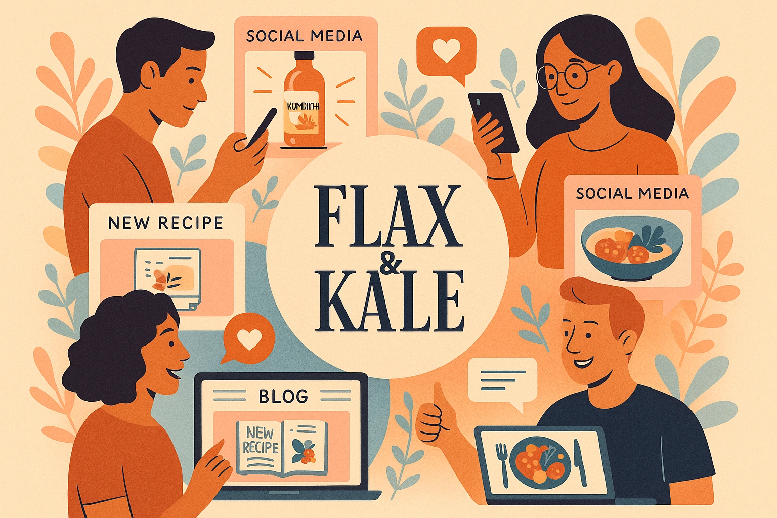 Comunidad digital interactuando con la marca Flax & Kale