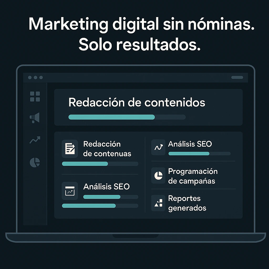  Interfaz de IA gestionando marketing digital automatizado