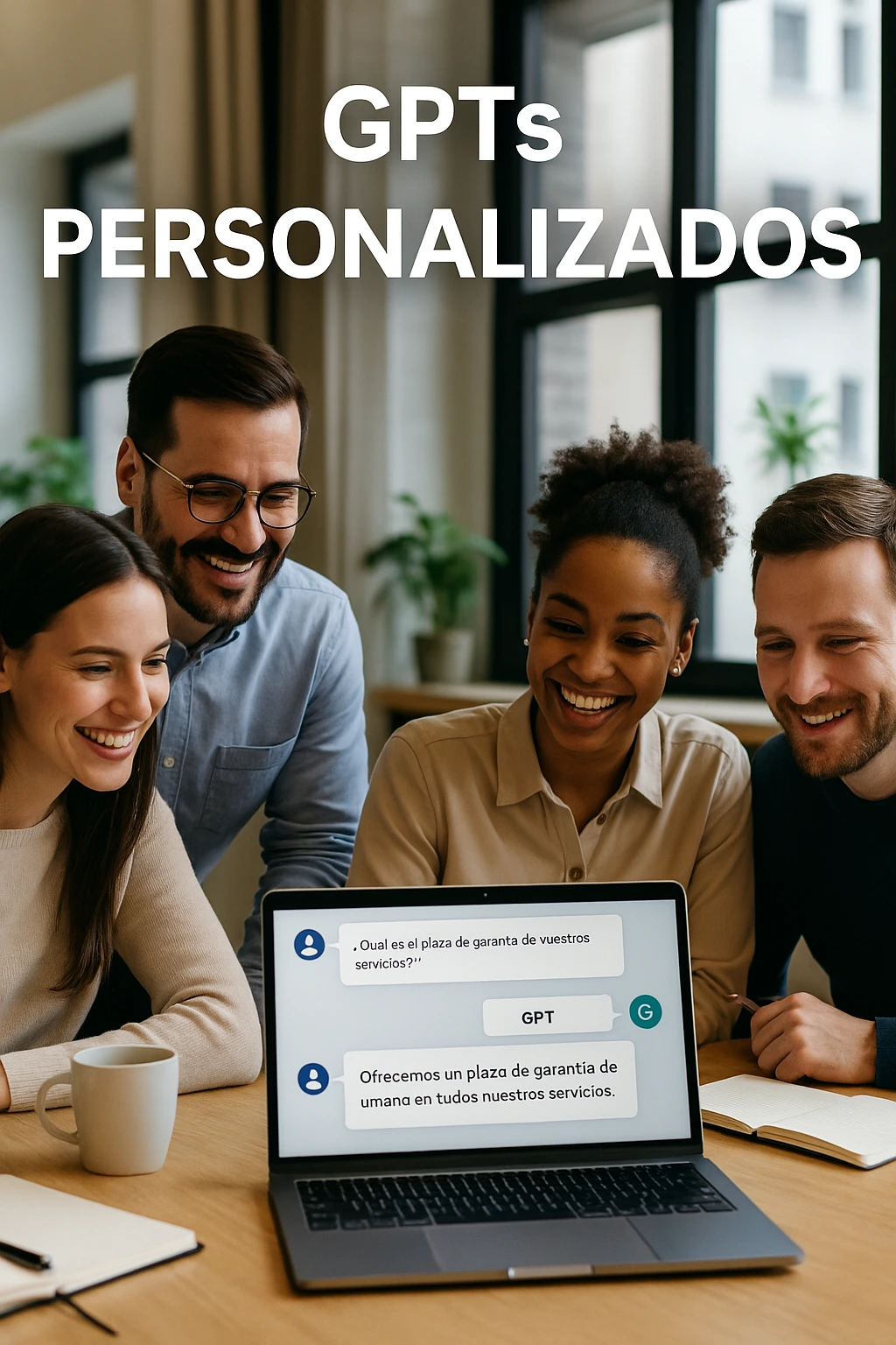  Equipo observando cómo un GPT personalizado responde a un cliente