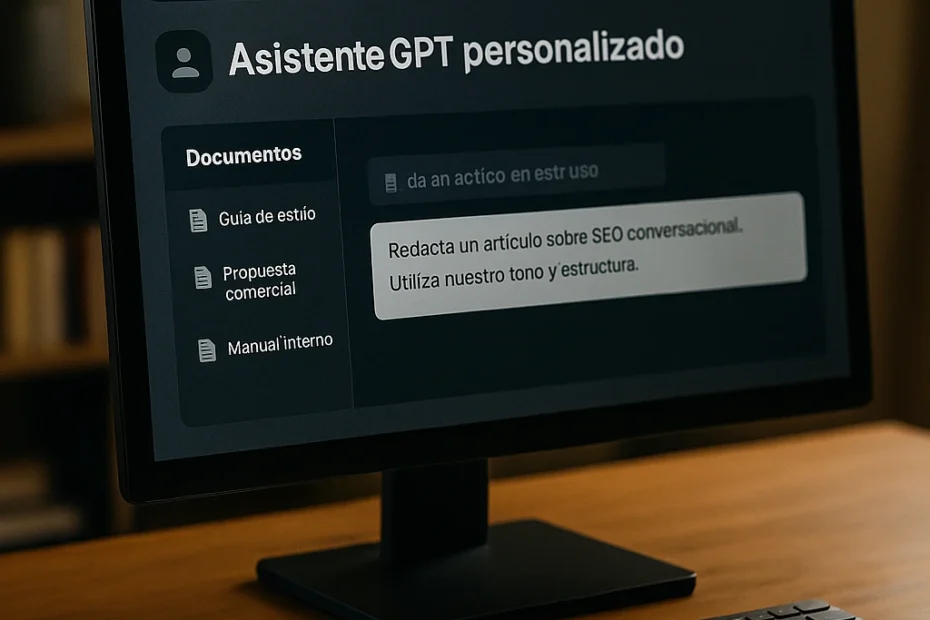 Pantalla de entrenamiento de un GPT personalizado con documentos internos