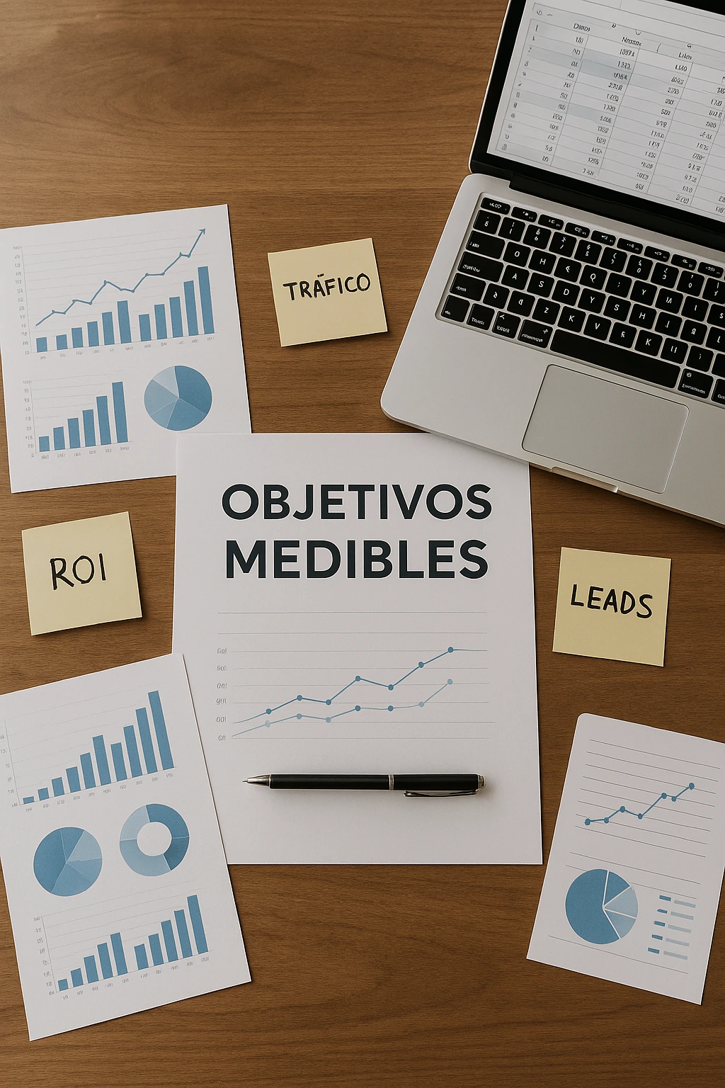 Estrategia de marketing digital con objetivos medibles y datos reales