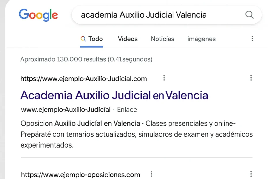 Ejemplo de resultado optimizado para oposiciones en Google