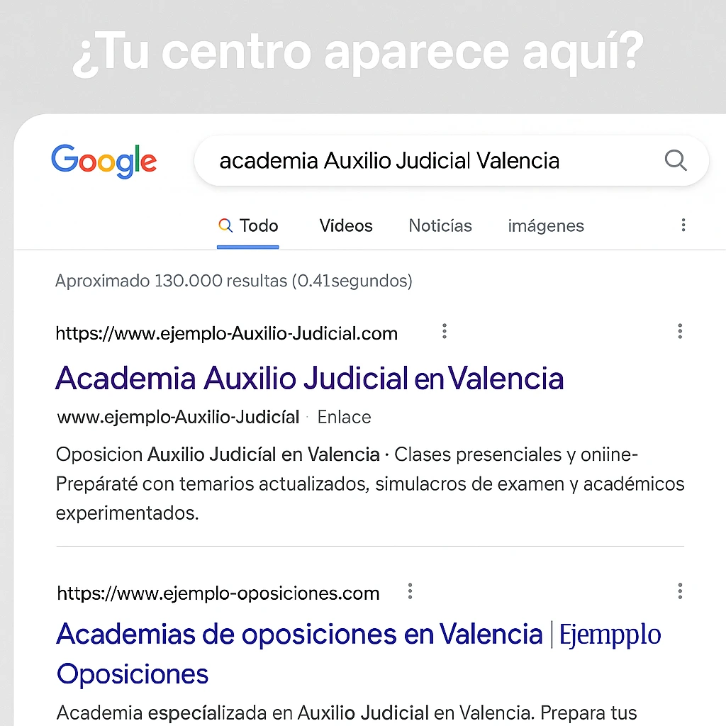 Ejemplo de resultado optimizado para oposiciones en Google