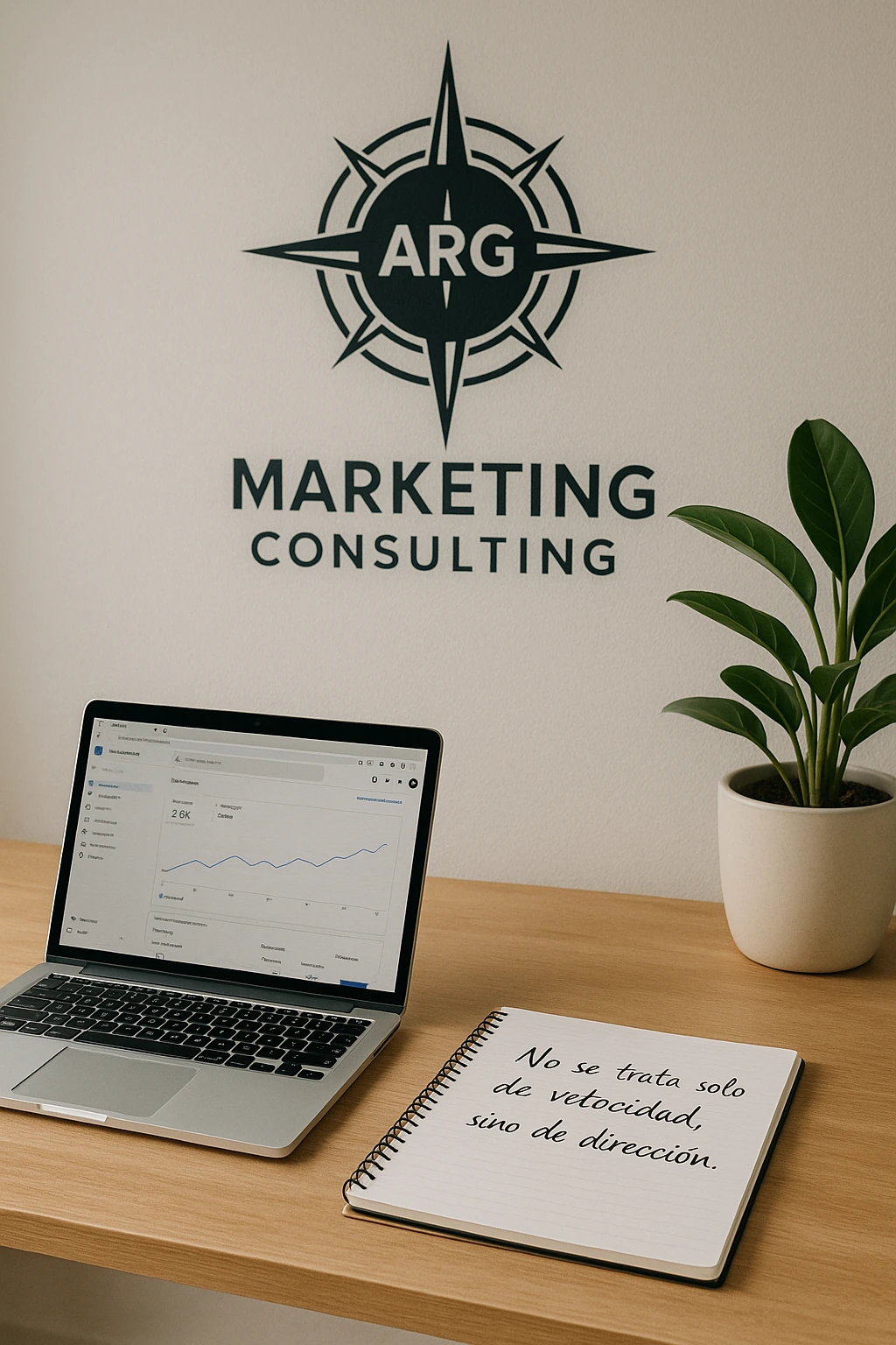 Imagen corporativa de ARG Marketing Consulting con mensaje de estrategia y crecimiento.