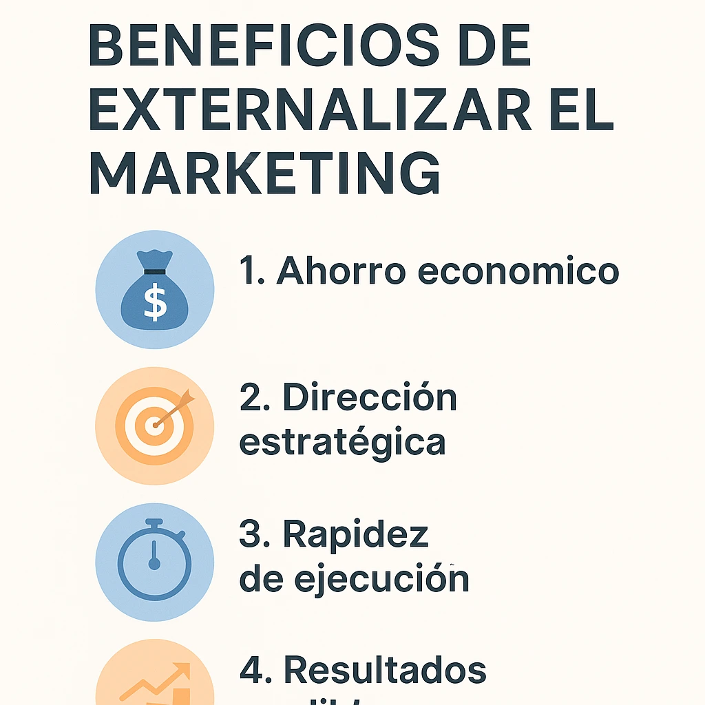 Infografía con beneficios de externalizar tu departamento de marketing