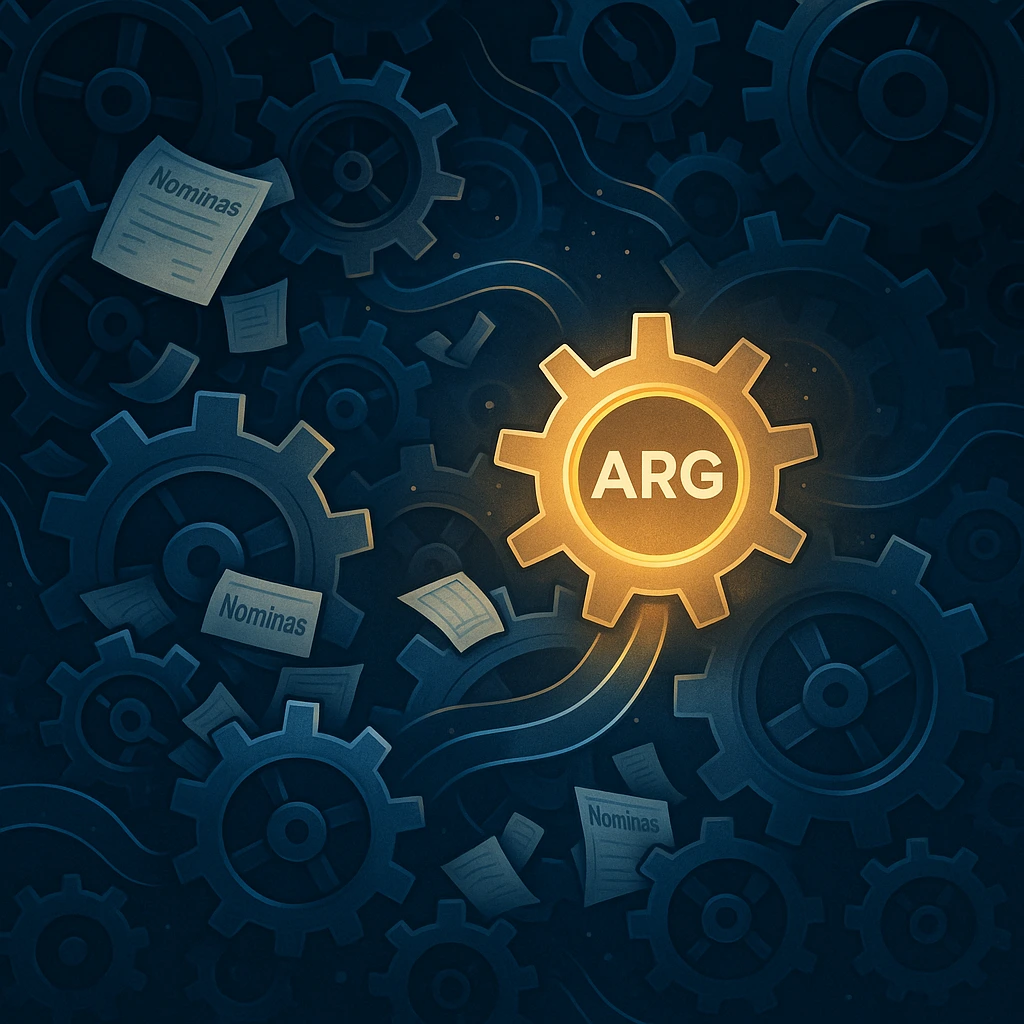 Engranaje dorado de ARG haciendo funcionar un sistema atascado