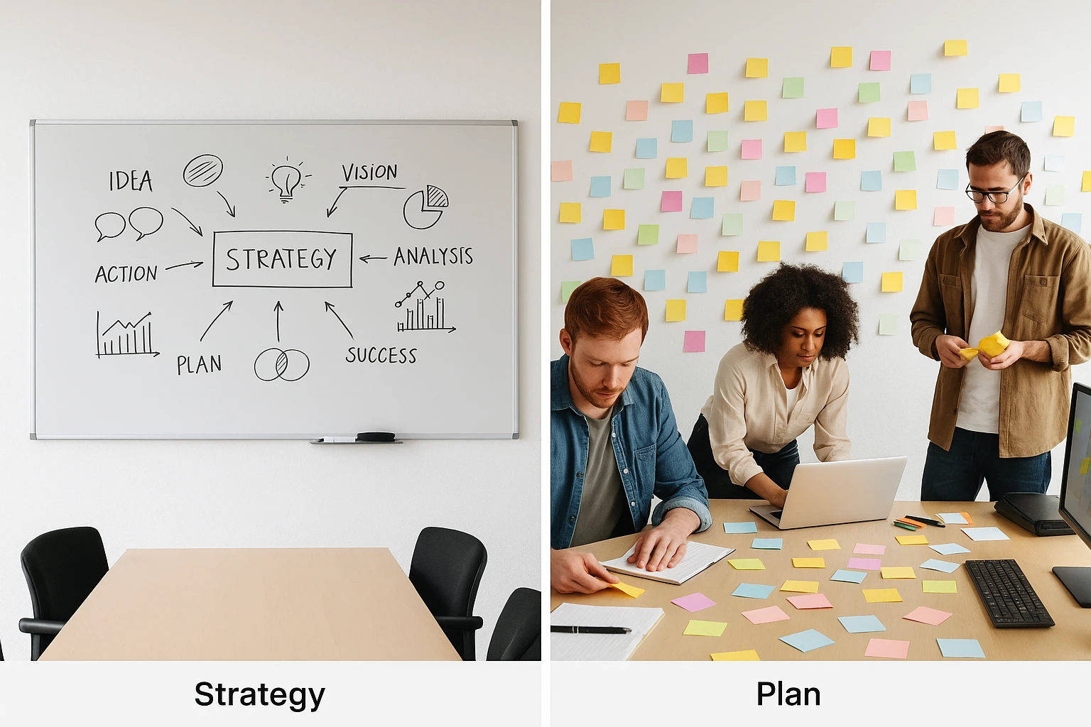 Comparativa entre tener solo plan sin ejecución y ejecutar sin dirección