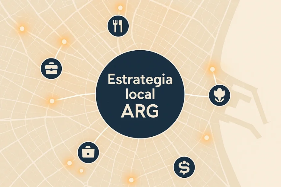 Mapa ilustrado con salones de peluquería conectados a una estrategia global