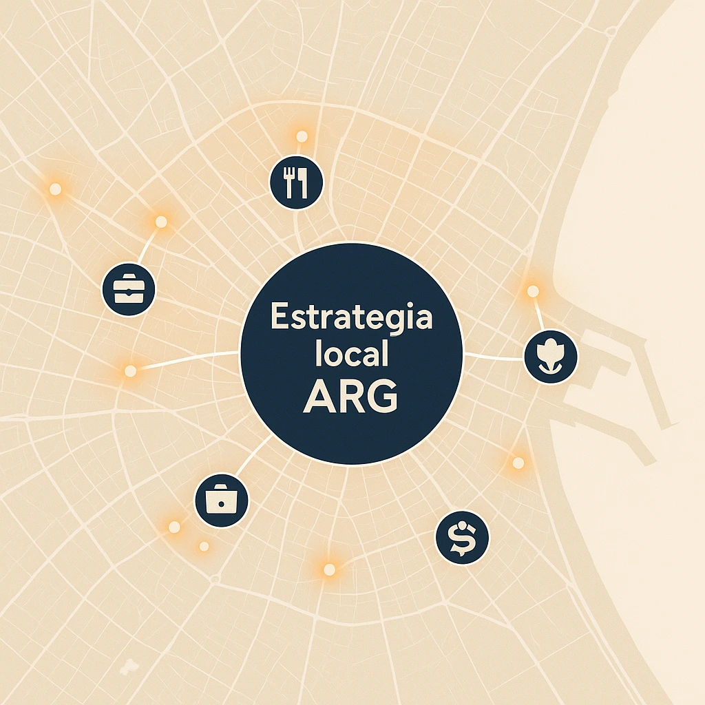 Mapa ilustrado con salones de peluquería conectados a una estrategia global