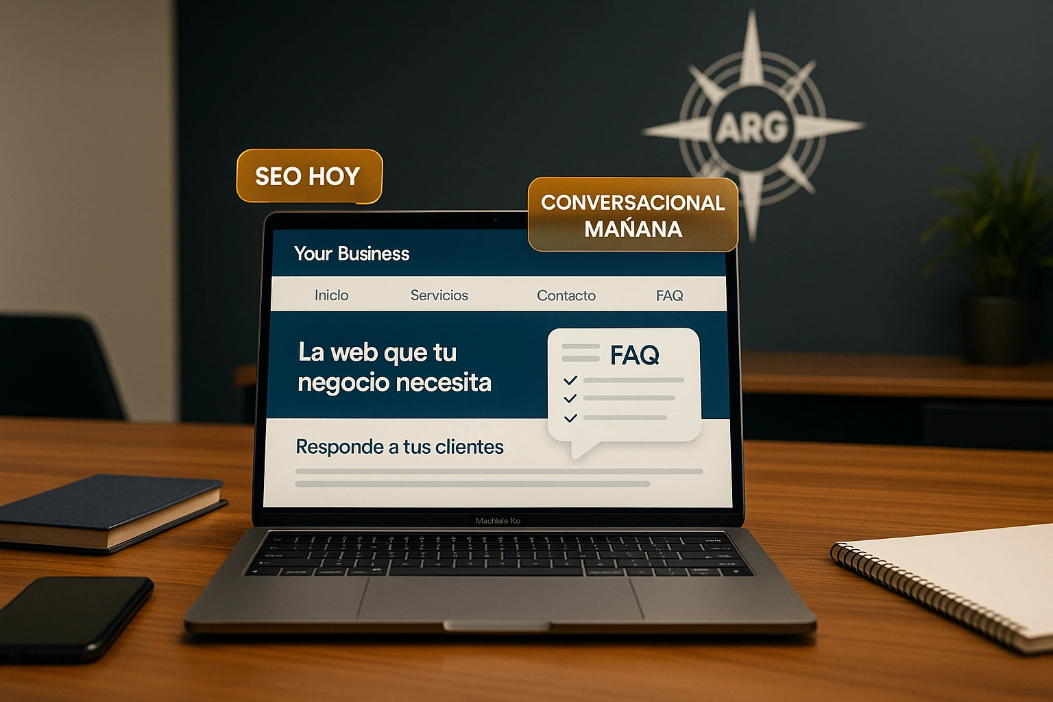 Consultor de ARG mostrando una web optimizada para SEO actual y conversacional