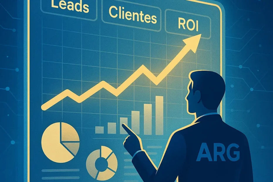 Pantalla digital con métricas de marketing que simboliza transparencia y resultados
