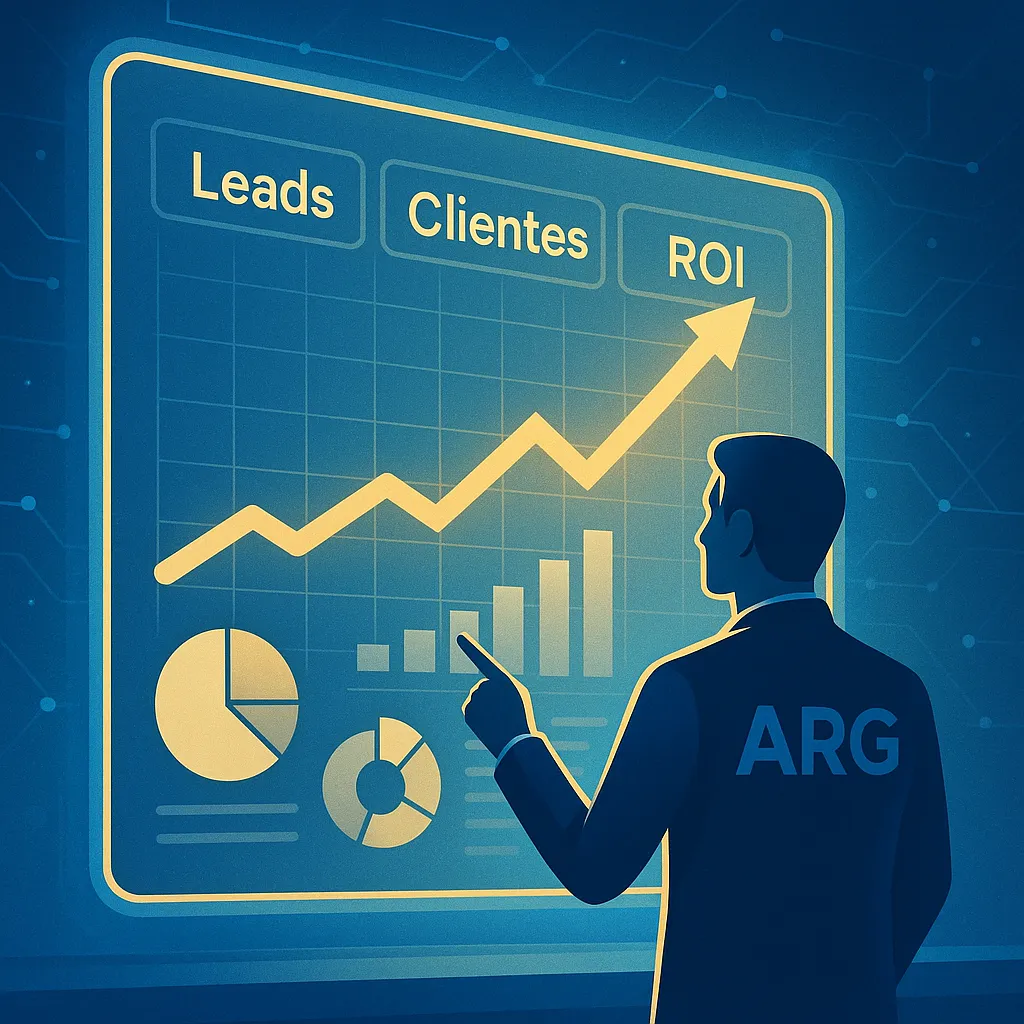Pantalla digital con métricas de marketing que simboliza transparencia y resultados