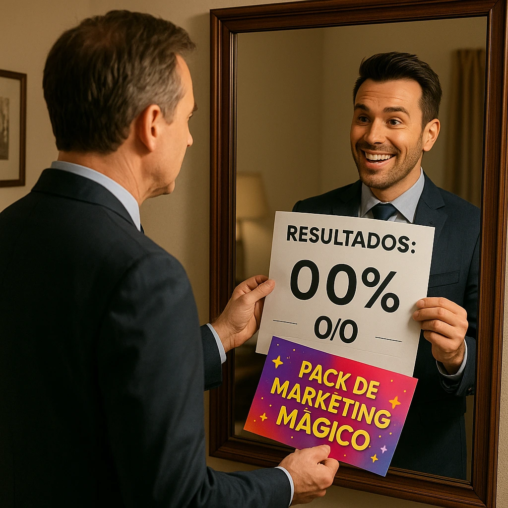 Espejo mostrando promesas falsas frente a resultados nulos