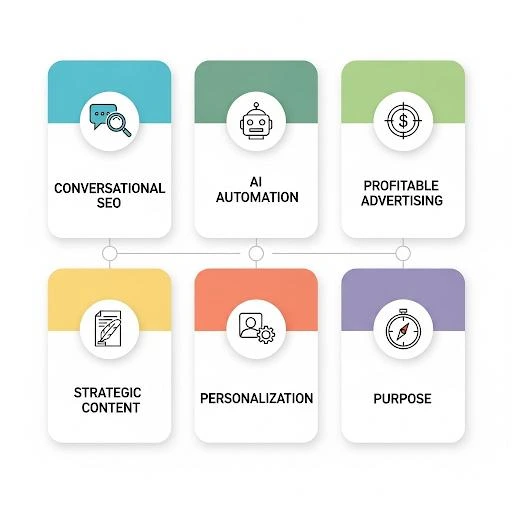 Infografía con las seis tendencias de marketing digital para 2025–2026