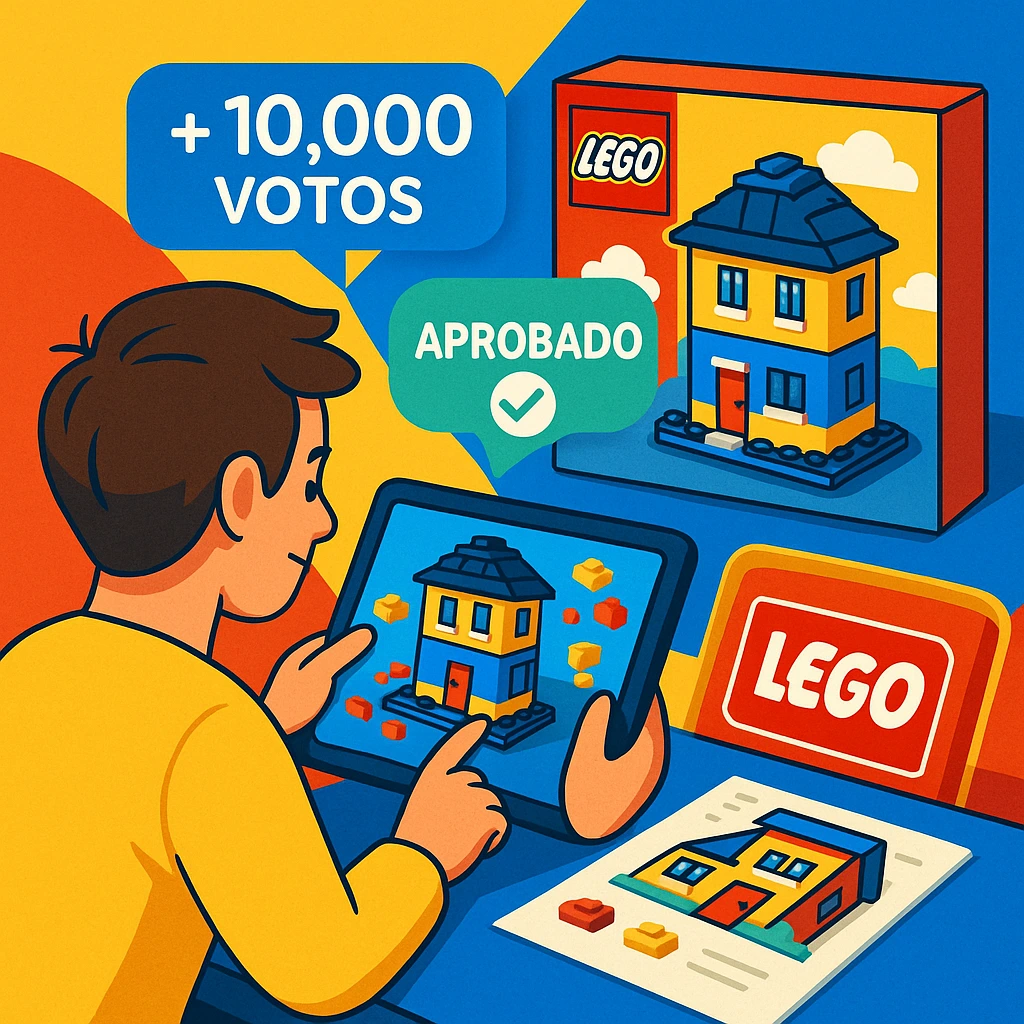 Ilustración de un fan creando un set digital de Lego votado por la comunidad