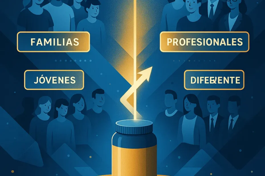 Infografía conceptual que muestra la segmentación de clientes para diferenciar productos