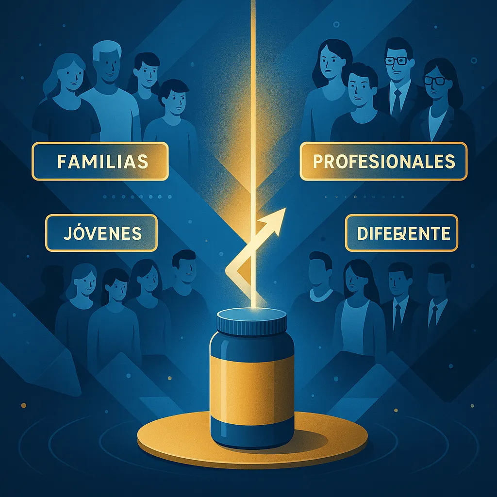 Infografía conceptual que muestra la segmentación de clientes para diferenciar productos