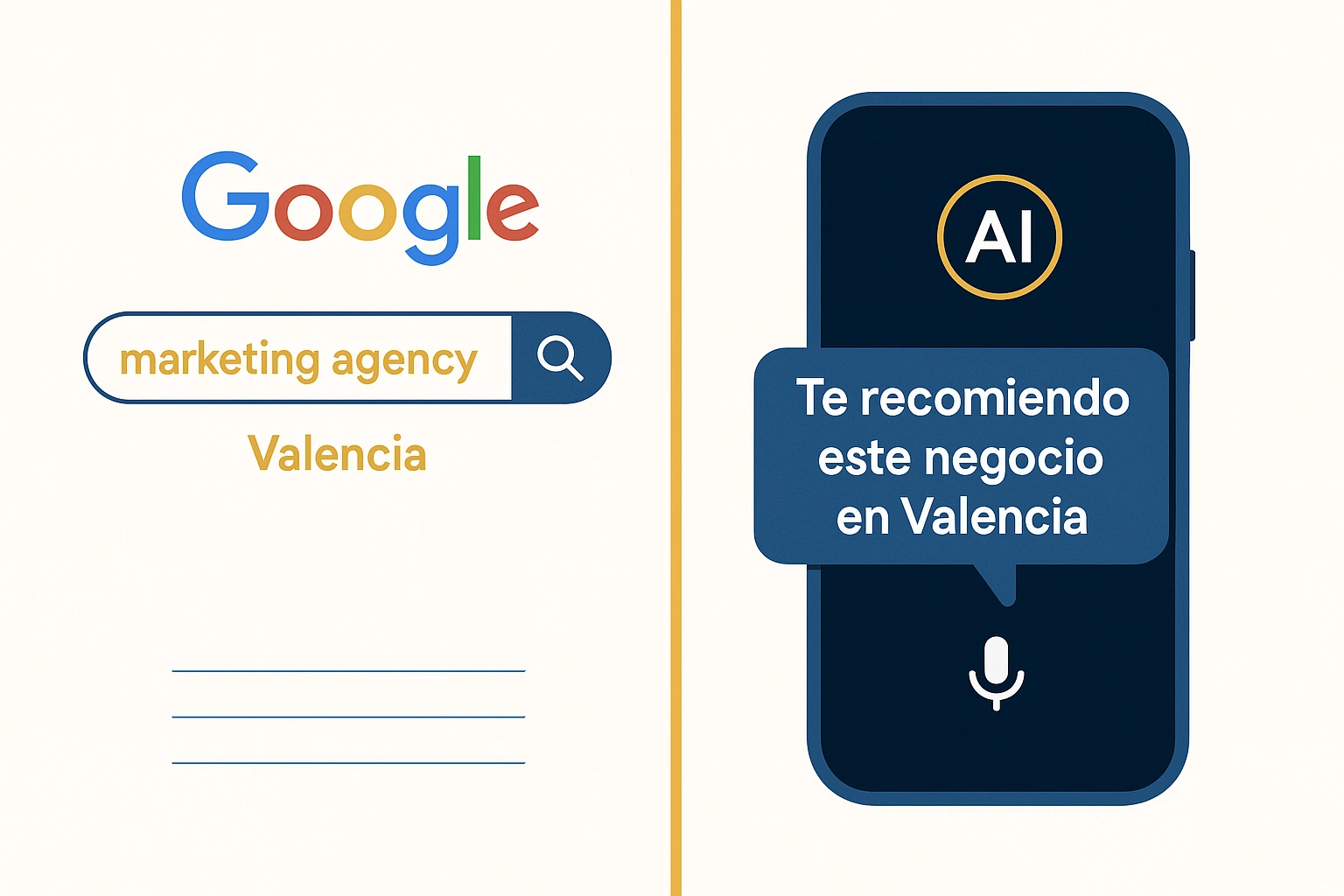 Infografía que muestra la diferencia entre SEO tradicional y SEO conversacional