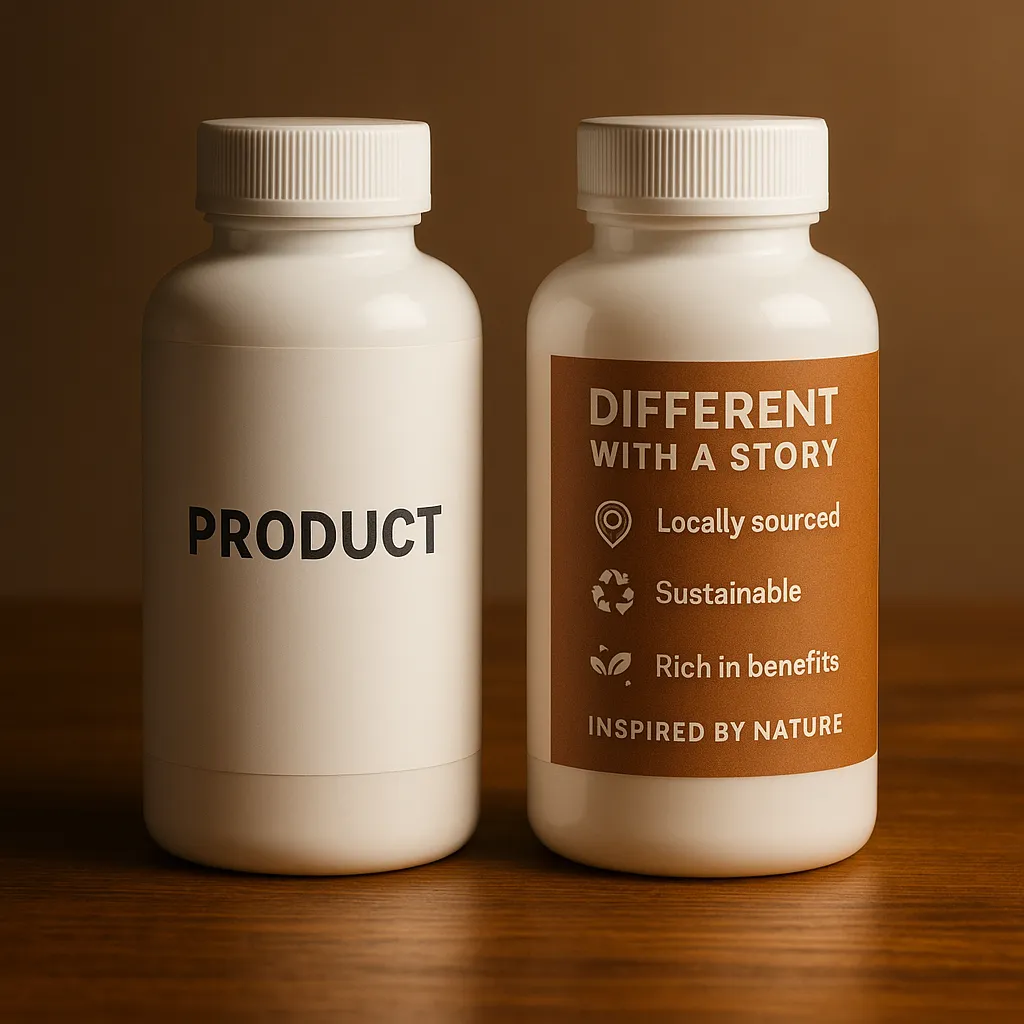 Producto sin historia frente a producto con storytelling claro
