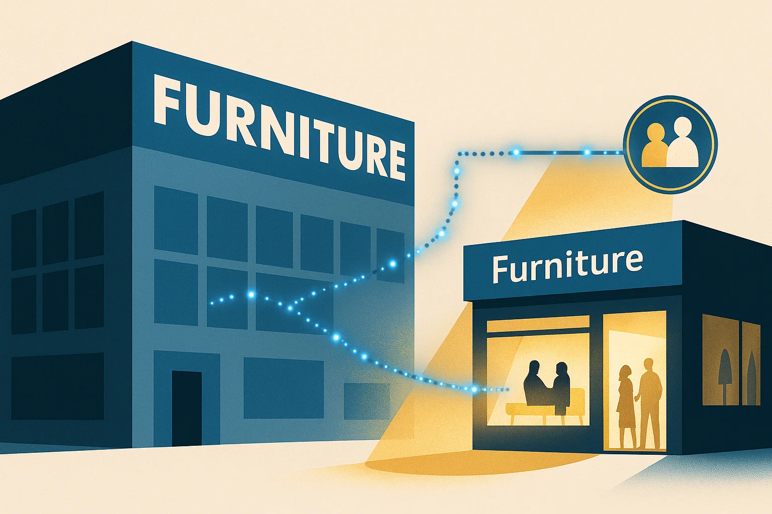 Tienda local de muebles destacando frente a grandes cadenas